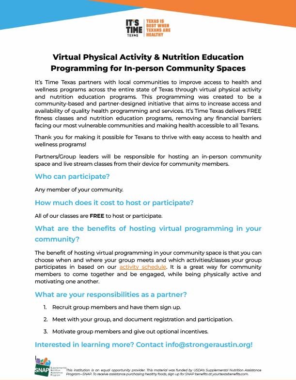 Virtual Physical Activity & Nutrition Education Programming for In-person Community Spaces PDF